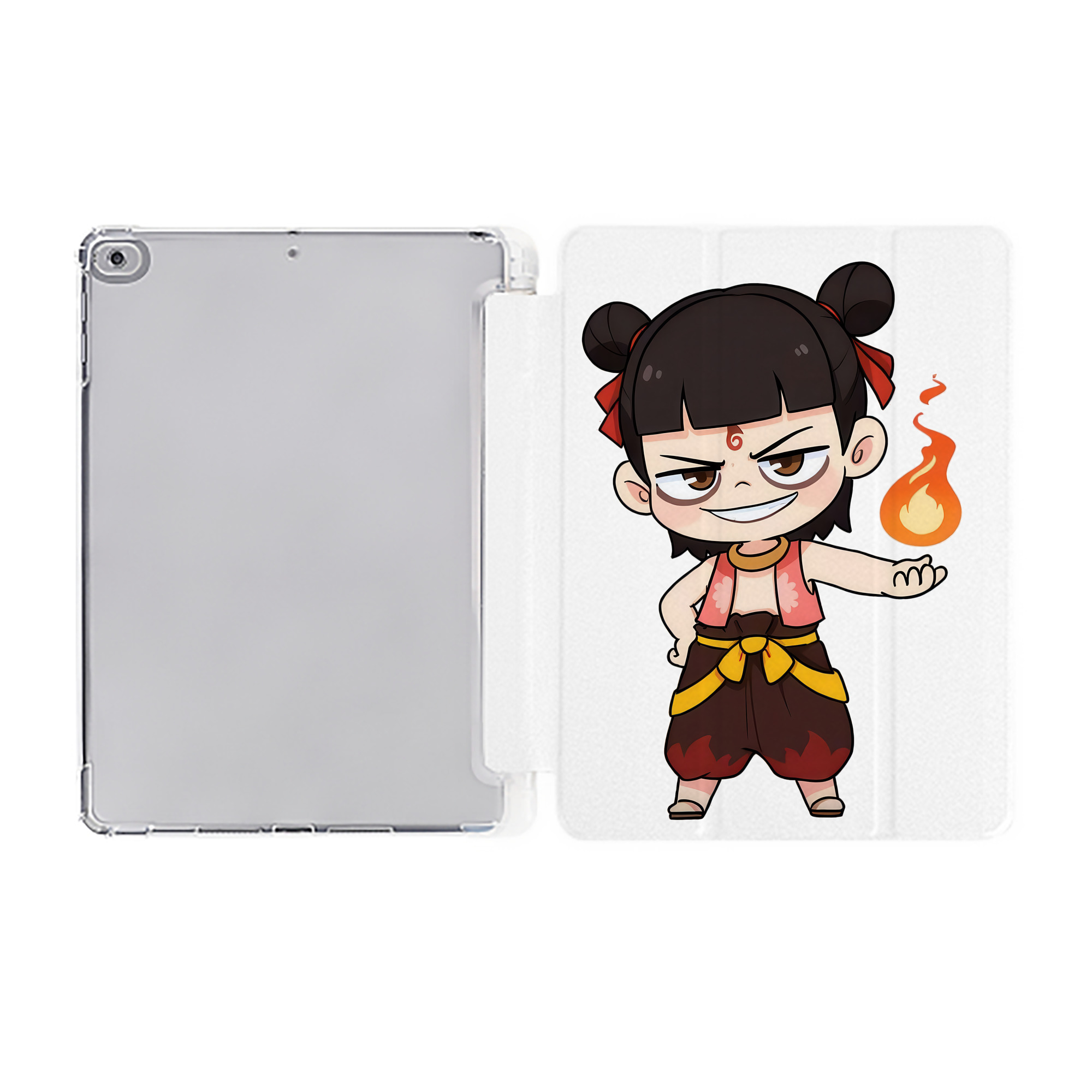 （画像用） Ne Zha 2 ナタ 魔童の大暴れ IPad ケース ペン収納付き 三つ折りスタンド PUレザー×シリコン 対応機種9.5/10.5/10.9インチ